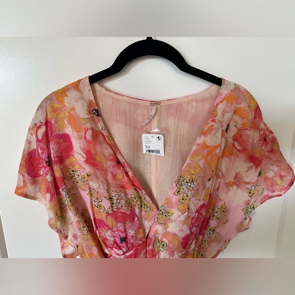 Free People Floral Mini Dress - Pink and Cream - Picture 6 of 14
